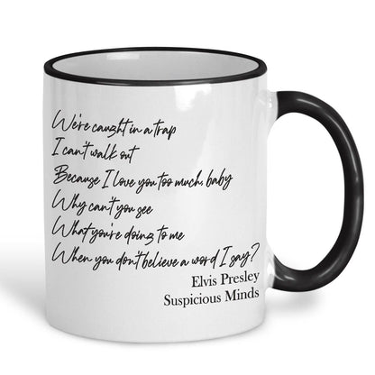 Elvis Presley Suspicious Minds Music Lyrics Personalised Ceramic Mug