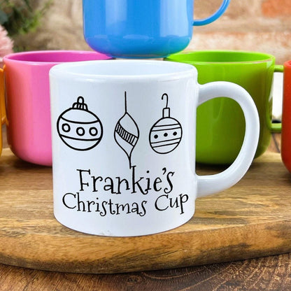 Merry Christmas Personalised Baubles Mug for Toddlers 6oz Polymer Unbreakable Child Safe Gift