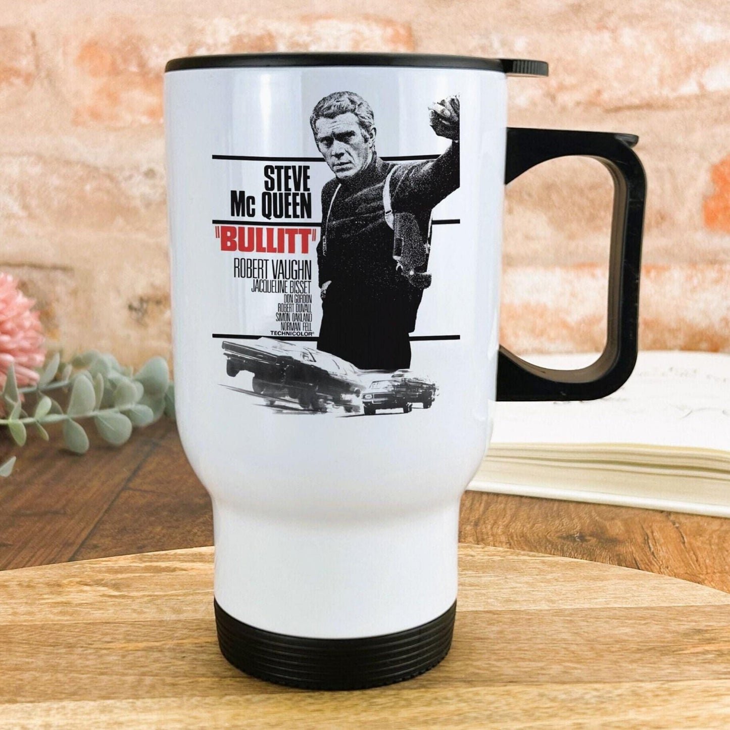 Bullitt 1968 Steve McQueen 60s Poster Style Travel Mug Retro Gift