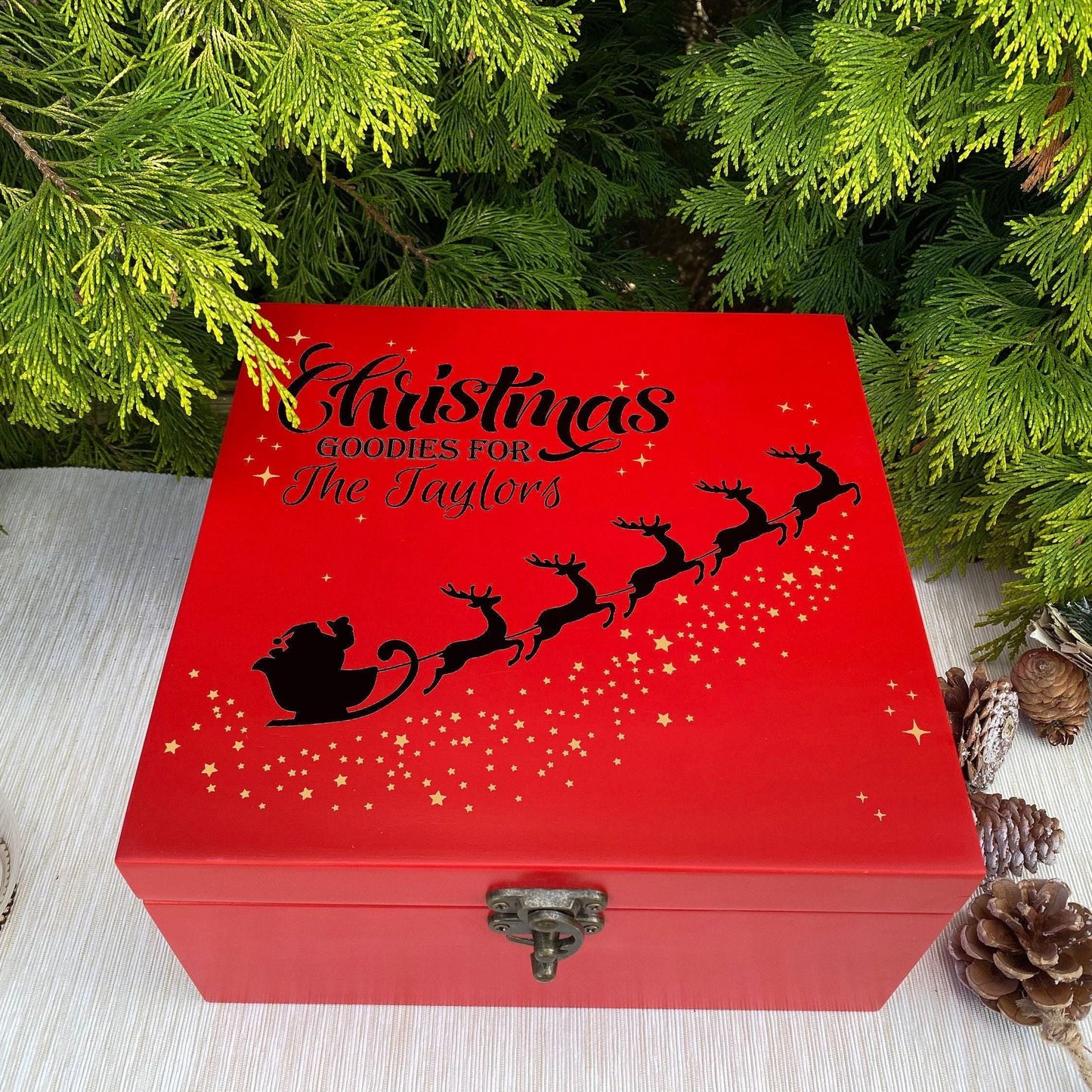 Santa Sleigh Reindeer Christmas Goodies - Xmas Eve Treat Box Personalised