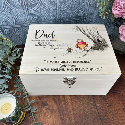 Pooh Bear & Piglet - Personalised Gift - Luxury Deep Wooden Box