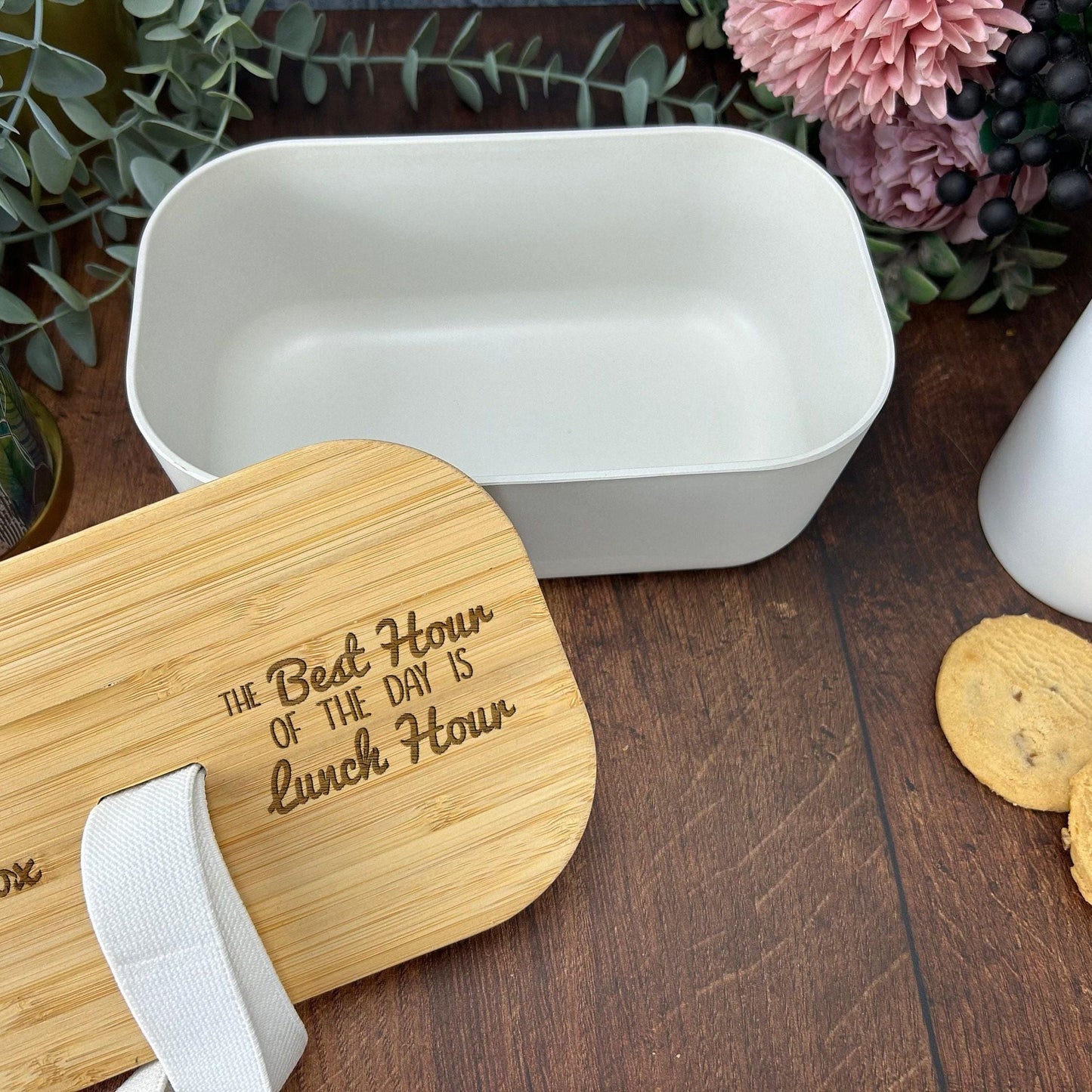 Best Hour is Lunch Hour Personalised Bamboo Eco Friendly Lunchbox - School Work