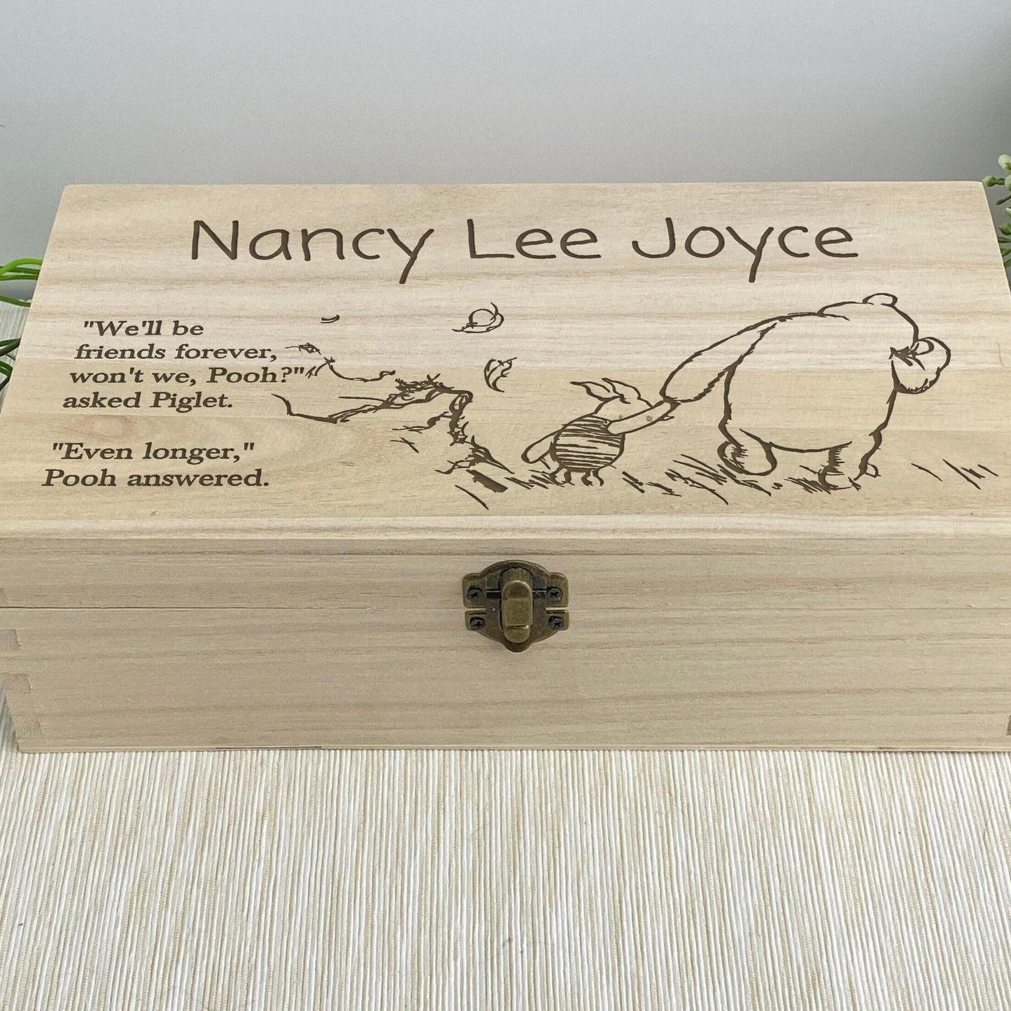 Pooh Bear Piglet Friendship Quote Engraved Box - Personalised Gift