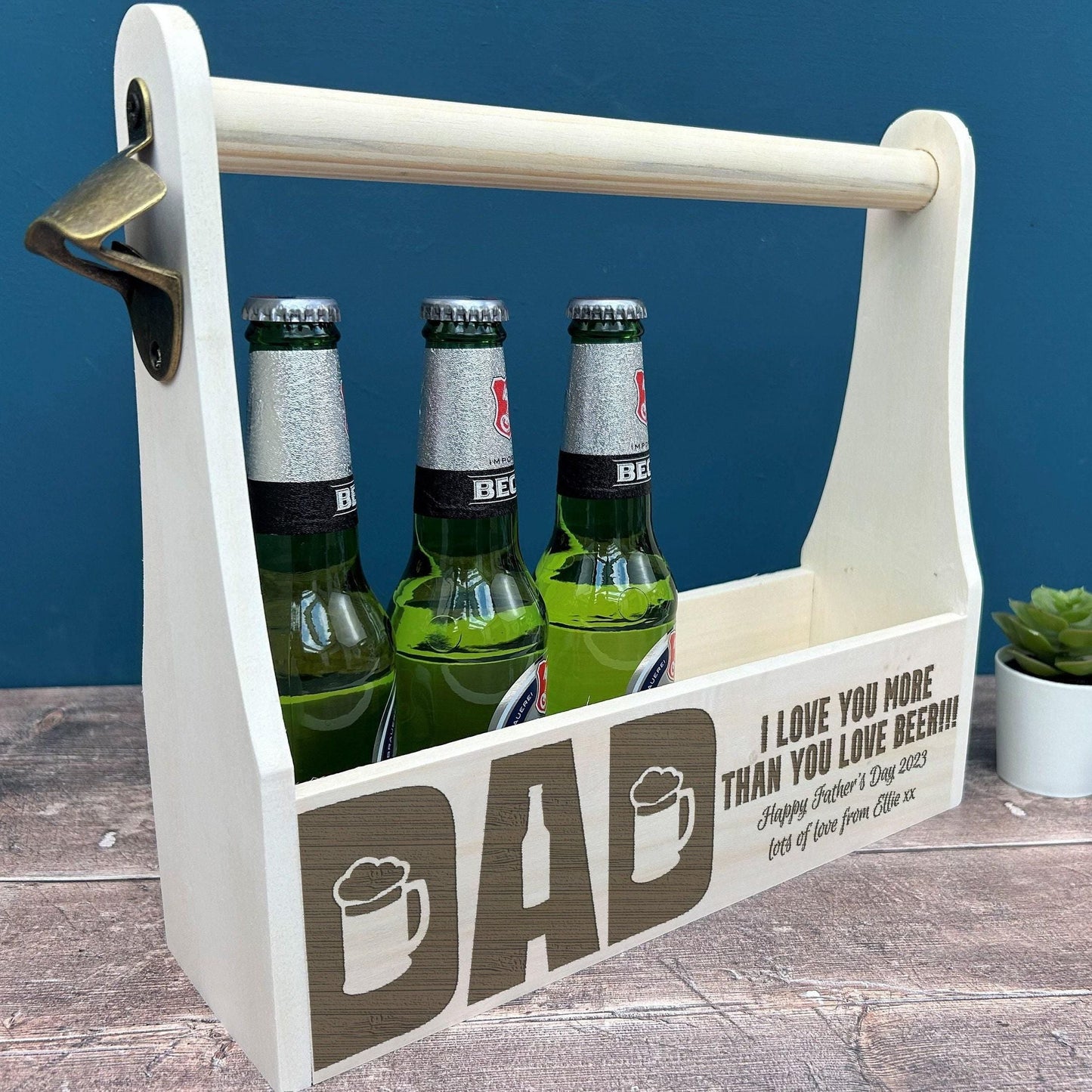 Dad I Love You More Than You Love Beer - Bottle Carrier Personalised Father's Day Gift
