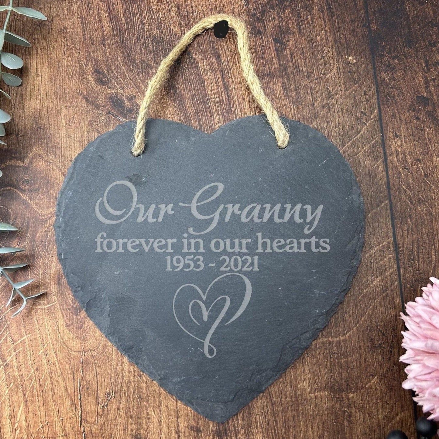 Forever in our Hearts - Memorial Slate Plaque - Remembrance Gift - Personalised