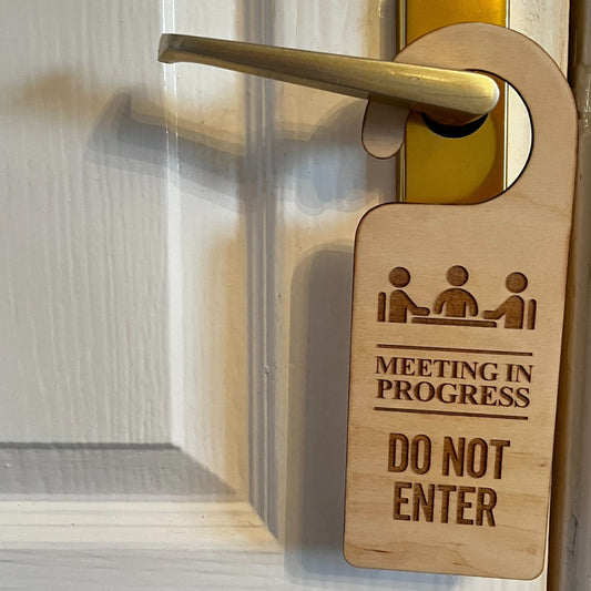 Meeting in Progress Do Not Disturb Engraved Wooden Door Hanger Working From Home Gift Office Christmas Gift Birthday Present