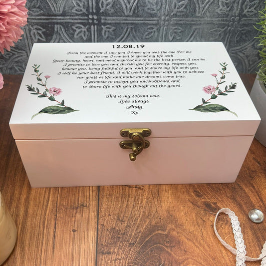 Wedding Vows Personalised Jewellery Trinkets Box - Bride / Groom Gift