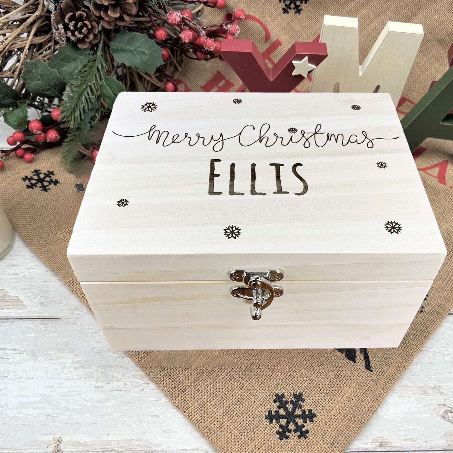 Merry Christmas Engraved Personalised Xmas Eve Box