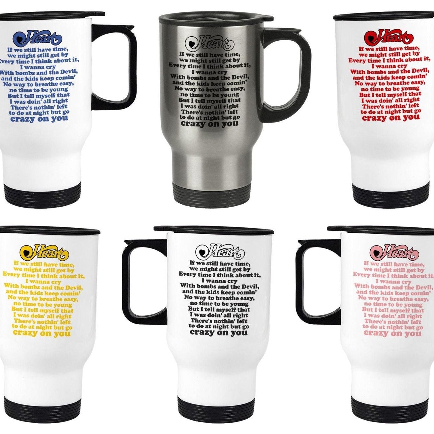 Heart Crazy On You Music Travel Mug Personalised Gift