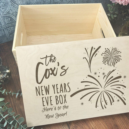 Fireworks New Years Eve Hamper Box Family Personalised Gift Celebration Engraved