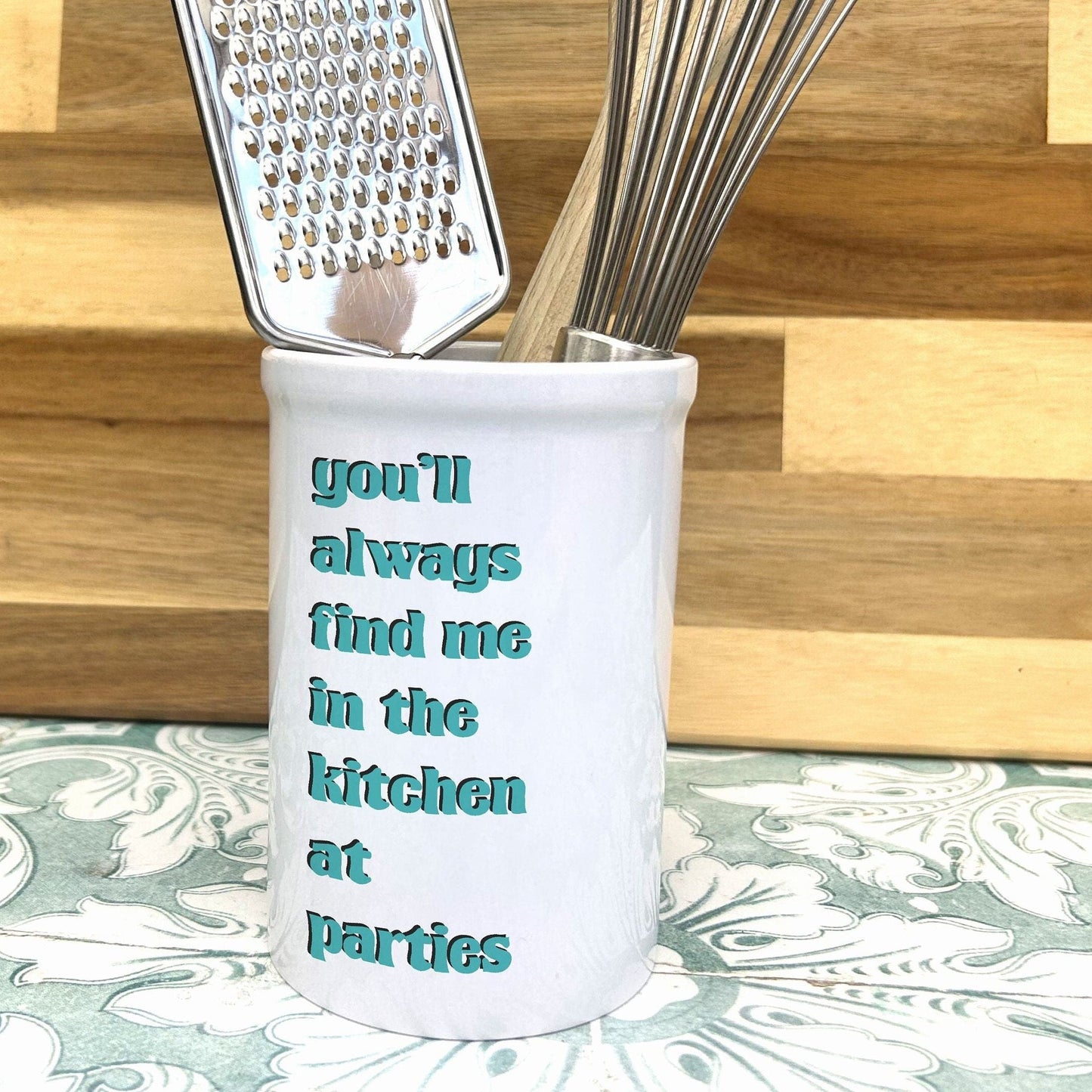 You'll Always Find Me In The Kitchen Jona Lewie Ceramic Utensil Holder
