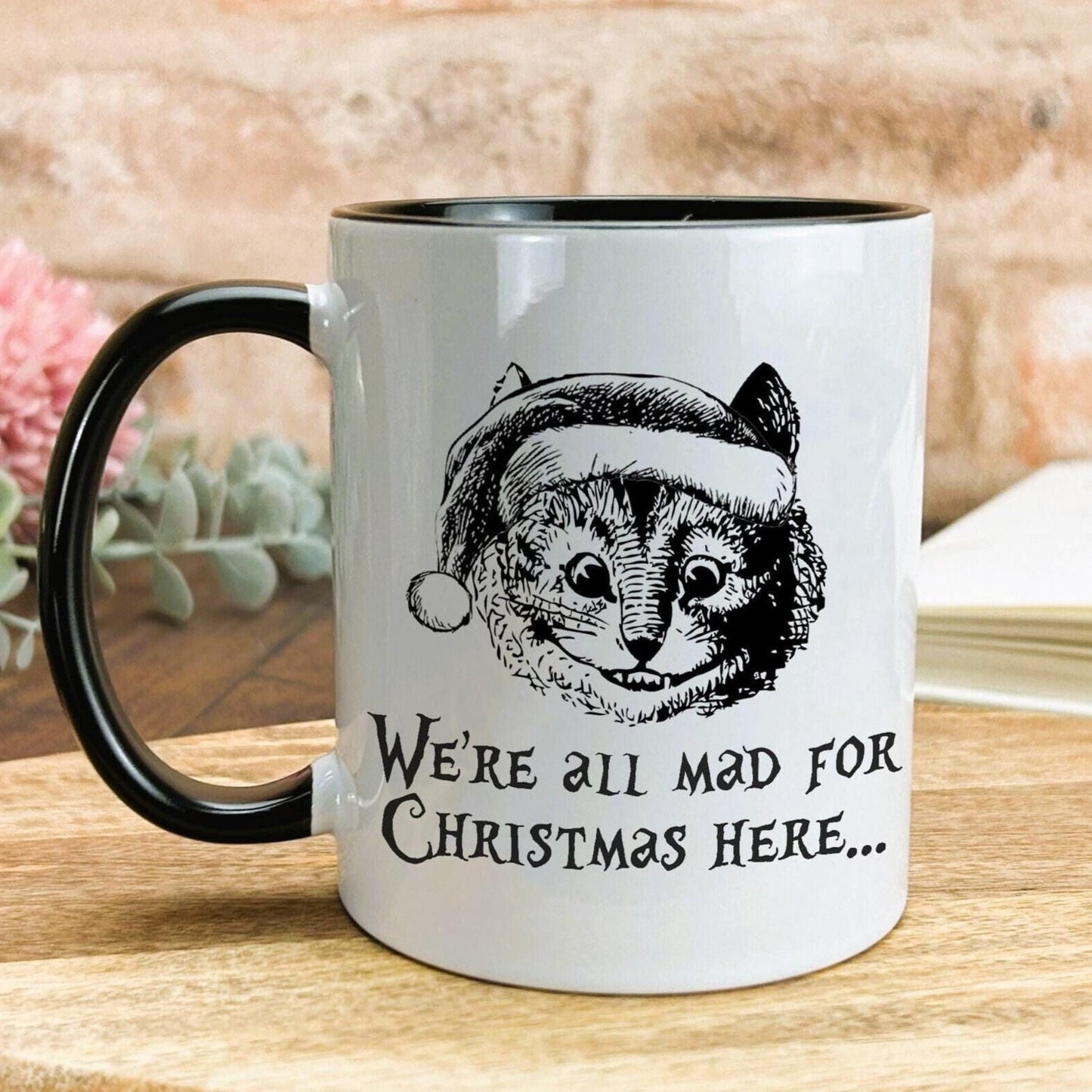 Cheshire Cat Mad Here Christmas Mug