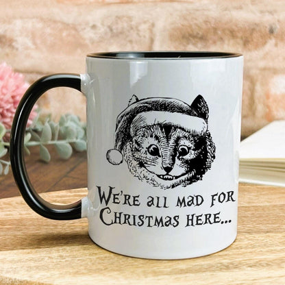 Cheshire Cat Mad Here Christmas Mug