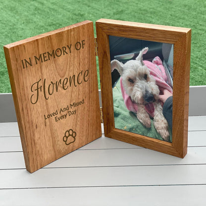 Pet Loss Remembrance Personalised Memorial Oak Photo Frame - Cat - Dog - Horse - Rabbit