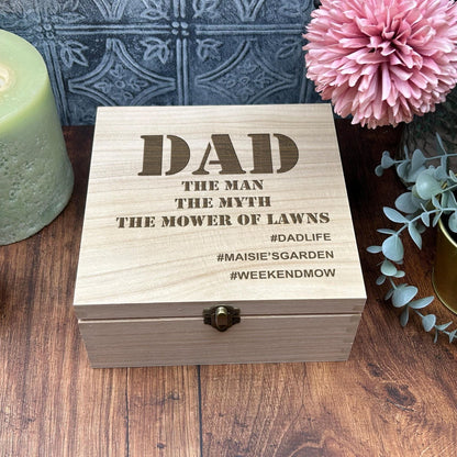 a wooden box sitting on top of a wooden table