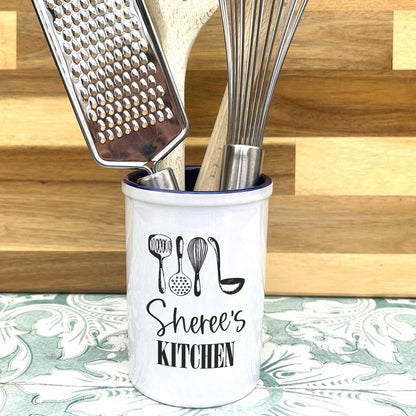 Kitchen Cooking Utensils Holder - Cutlery Pot - Personalised Gift Housewarming