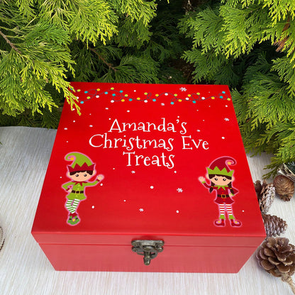 Elf Christmas Eve Treats Wooden Box - Santa's Elves XMAS Treats Personalised Box