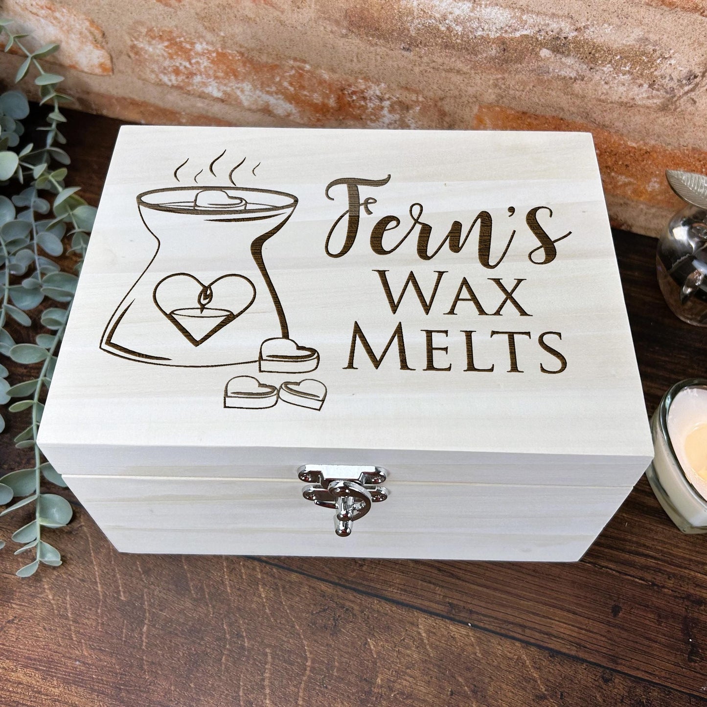Wax Melts Wooden Storage Box - Burner Heart Design - Personalised Gift