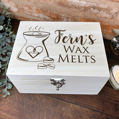 Wax Melts Wooden Storage Box - Burner Heart Design - Personalised Gift