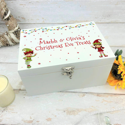 Elf Christmas Eve Treats Wooden Box - Santa's Elves XMAS Treats Personalised Box