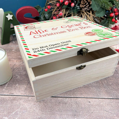 Postcard Letter From Santa Clause Wooden Christmas Eve Personalised Treat Box