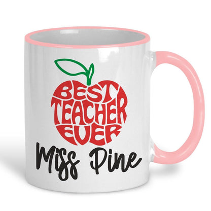 Best Teacher Ever Apple Personalised Ceramic Mug