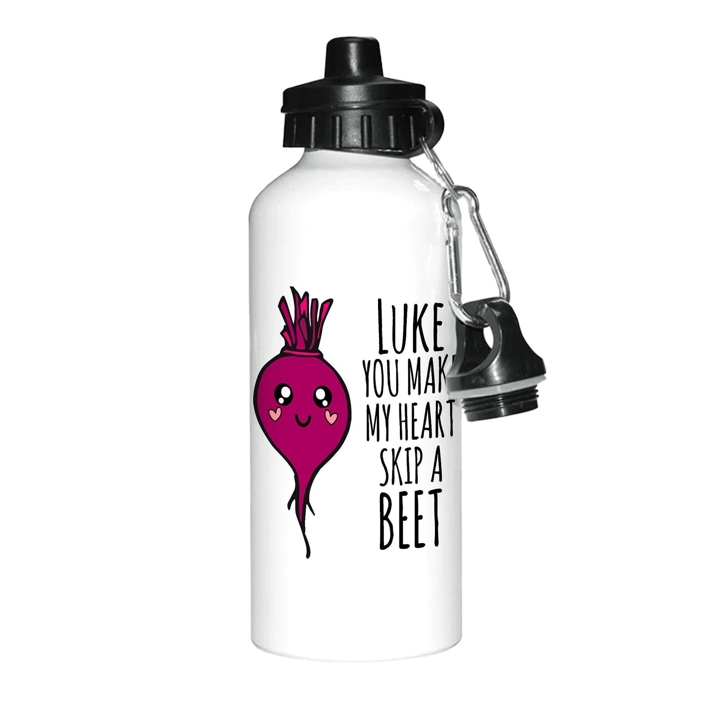 Beetroot Heart Skip A Beet Beat Funny Personalised Slim Water Bottle Valentine's Day Boyfriend Girlfriend Gift