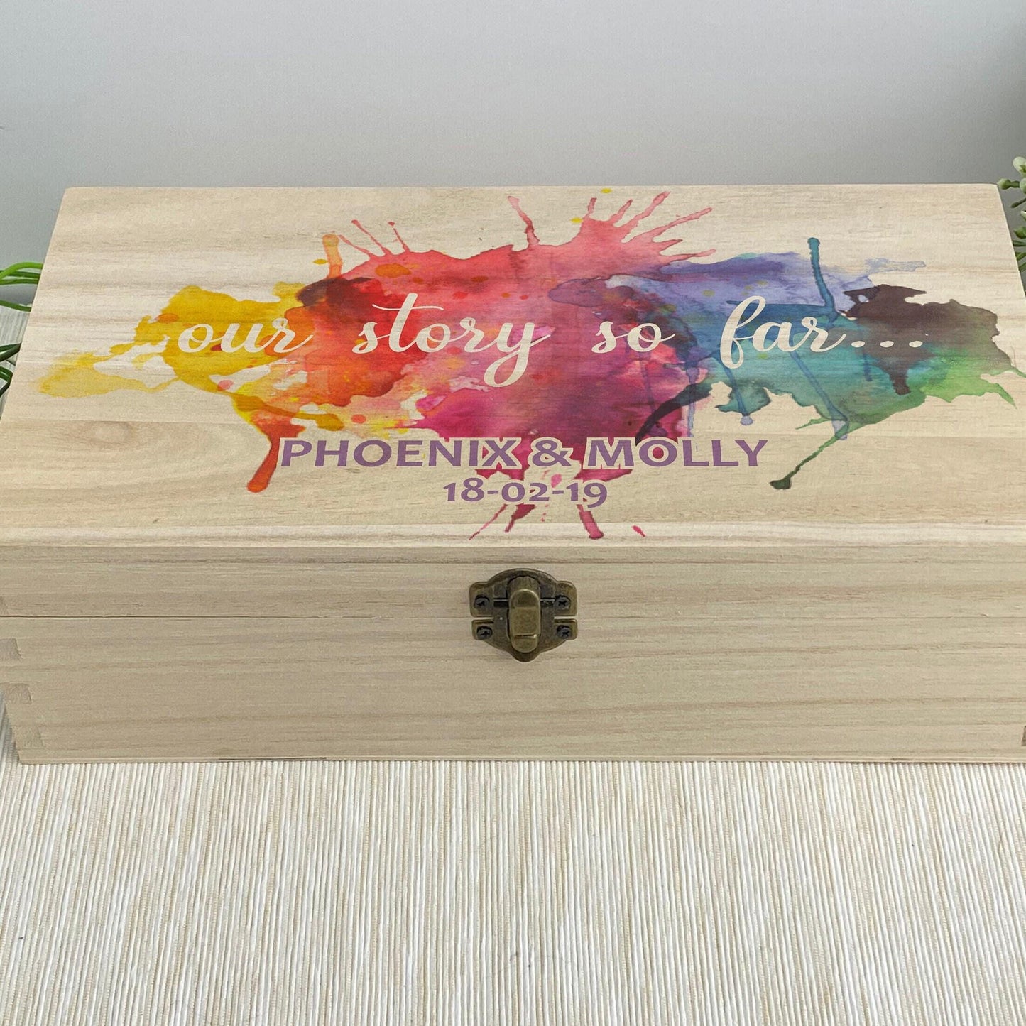 Our Story So Far Rainbow Memory Box - Personalised Gift - Couples Anniversary LGBT