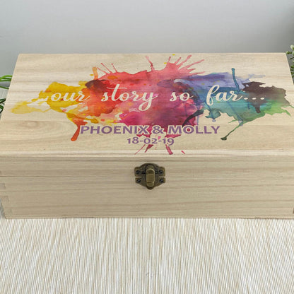 Our Story So Far Rainbow Memory Box - Personalised Gift - Couples Anniversary LGBT