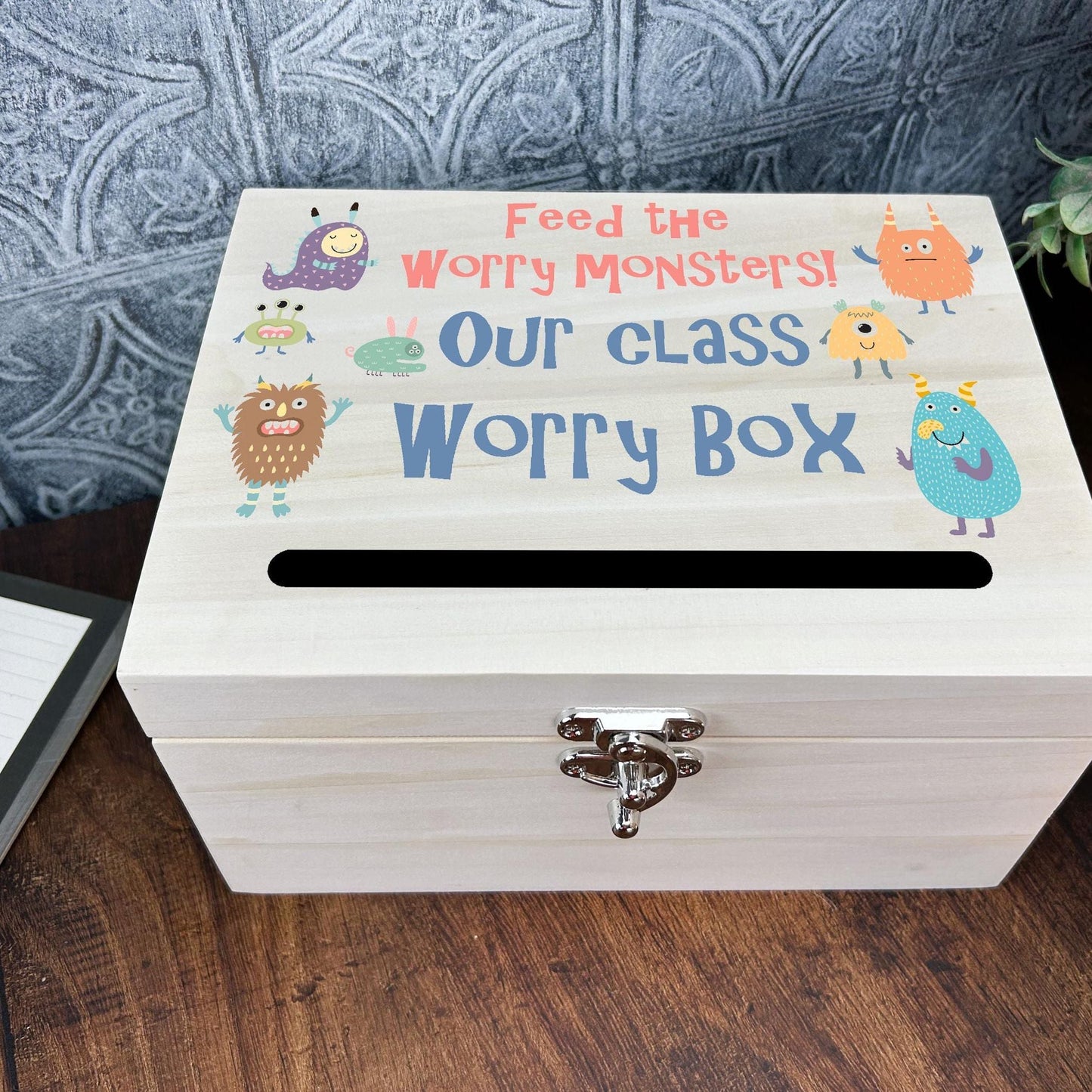 Colourful Monsters Worry Box - Primary School Personalised Dropbox