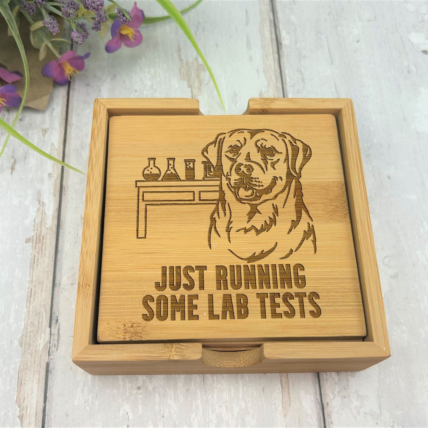 Labrador Dog Engraved Bamboo Coaster Set New Home Décor House Warming Gift Christmas Gift Birthday Present Secret Santa Dog Mom Dad