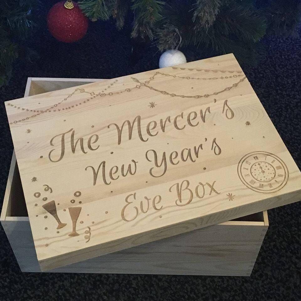 New Years Day Eve Hamper Gift Treats Personalised Box Family Gift Festive Winter