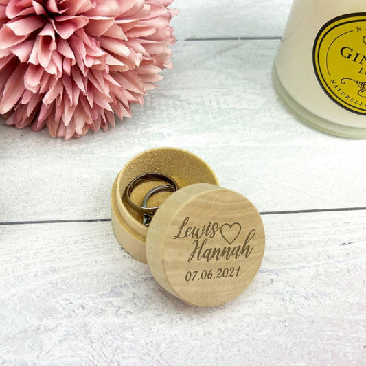 Heart Name Date Wedding Ring Carrier Box Personalised Engagement Gift