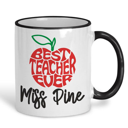 Best Teacher Ever Apple Personalised Ceramic Mug