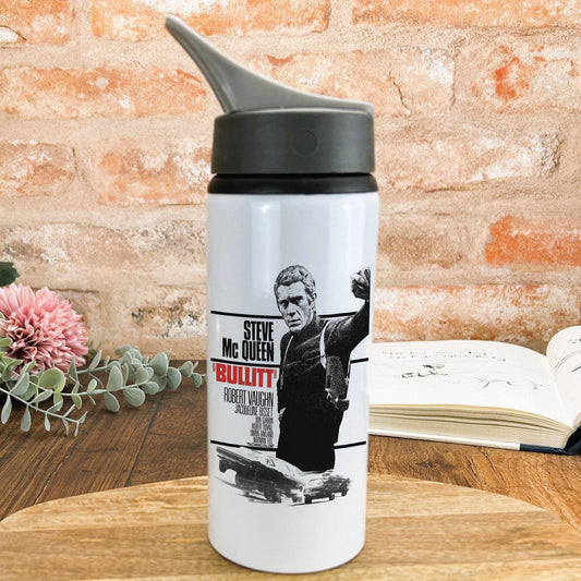 Bullitt 1968 Steve McQueen 60s Retro Poster Style Water Bottle Gift