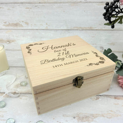 Birthday Wooden Memory Keepsake Box Personalised Gift
