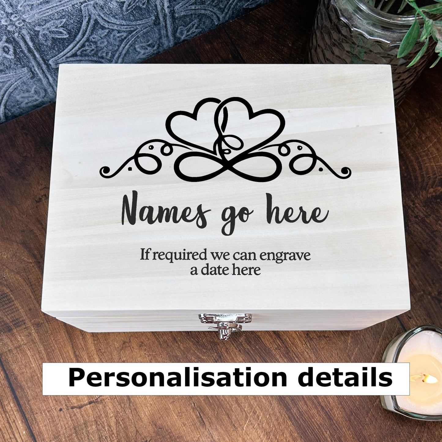 Personalised Wedding Memory Box - Heart Infinity - Anniversary / Valentine's Day Gift
