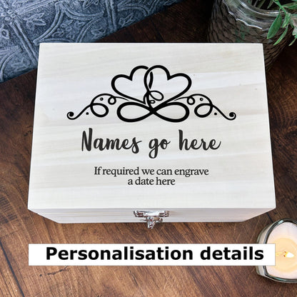 Personalised Wedding Memory Box - Heart Infinity - Anniversary / Valentine's Day Gift