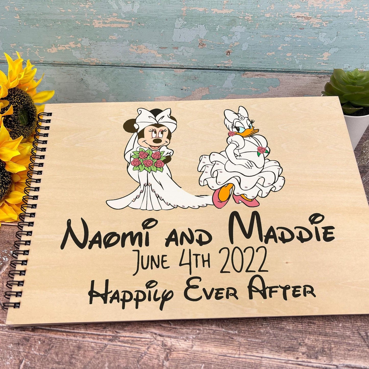 Minnie Mouse Daisy Duck Mrs & Mrs Disney - Personalised Wedding Guest Book