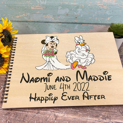 Minnie Mouse Daisy Duck Mrs & Mrs Disney - Personalised Wedding Guest Book
