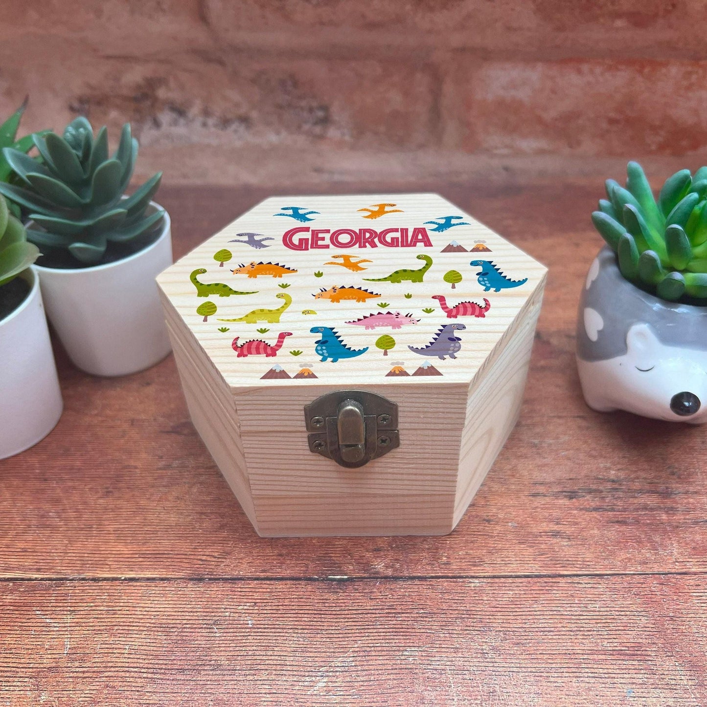 Dinosaur Themed Children's Printed Box - Toy Storage / Memory - Wooden Personalised Gift