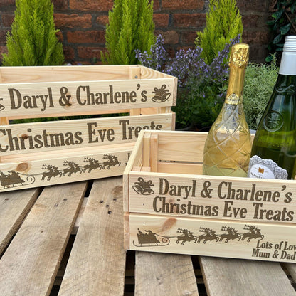Christmas Eve Treats 24th December - Couple or Family Personalised Wooden Crate Hamper Gift