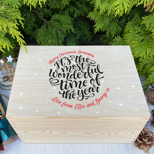 Most Wonderful Time Christmas Eve Box Hamper Gift Personalised Message XMAS