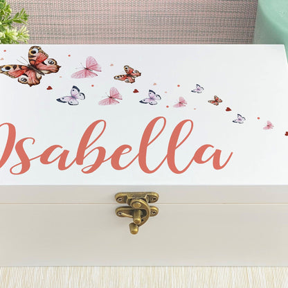 Butterflies Colourful Personalised Jewellery Trinkets Box - Birthday Gift