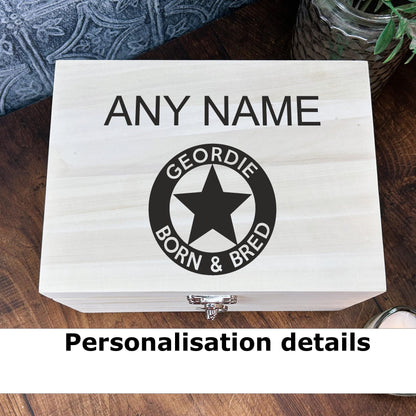 Geordie Born & Bred - Personalised Luxury Wooden Memory Box