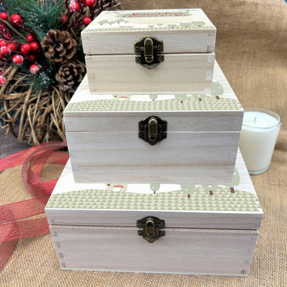 Scandinavian Winter Scene Wooden Personalised Christmas Eve Box