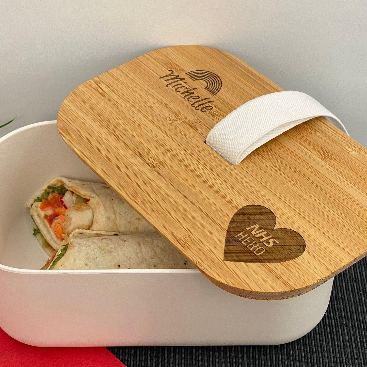 NHS Hero Personalised Bamboo Eco Friendly Lunch box - Work Nurse Doctor Paramedic