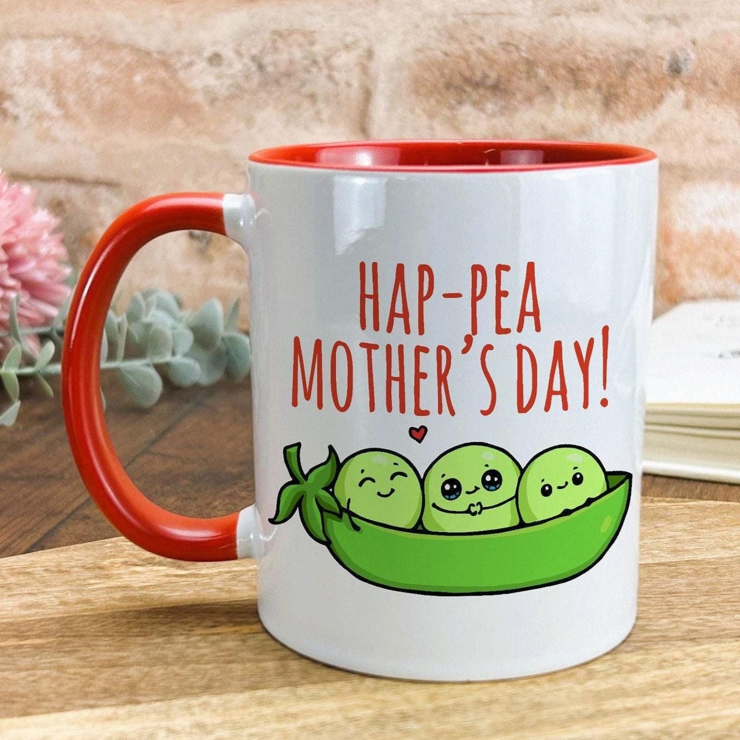 Hap-Pea Mother's Day Pun Funny Personalised Ceramic Mug