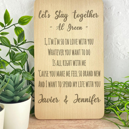 First Dance Wedding Song Lyrics - Any song - Personalised Plaque - Engraved Personalised Wedding Gift