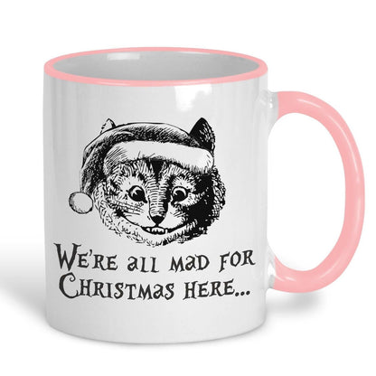 Cheshire Cat Mad Here Christmas Mug